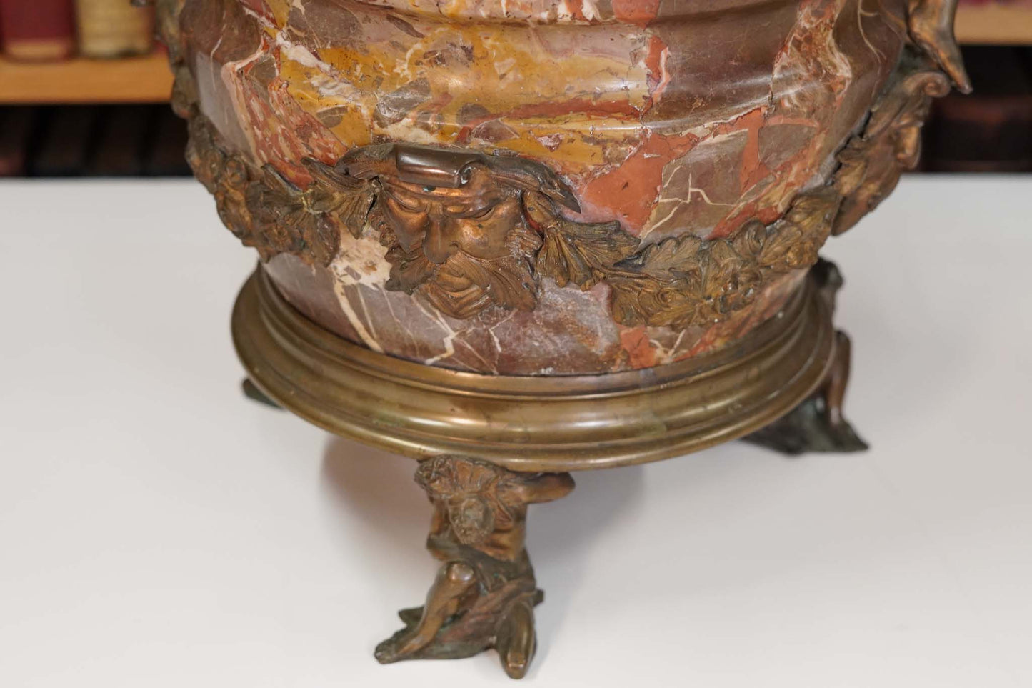 Bronze & Marble Urn with Classical Figures