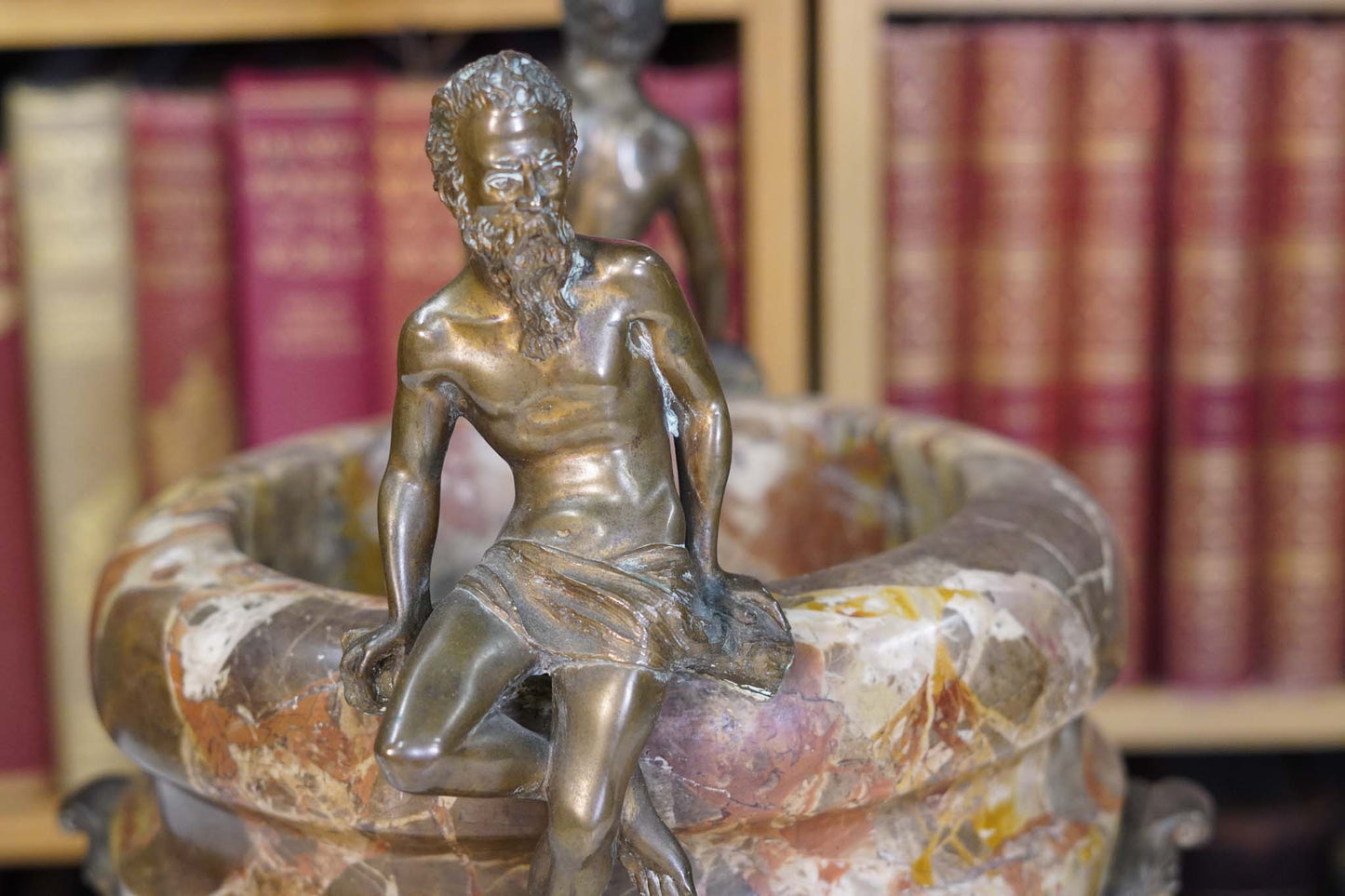 Bronze & Marble Urn with Classical Figures