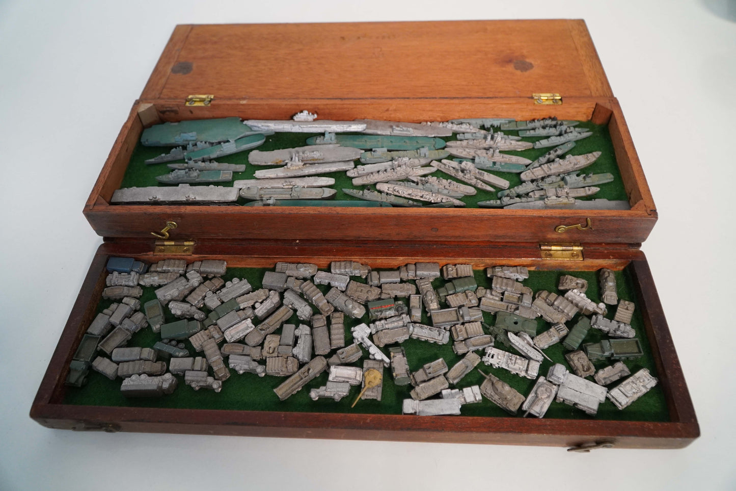 Vintage "War Room" Military Miniature Model Set in Wooden Case