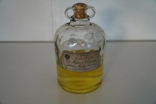 Antique Johann Maria Farina Eau de Cologne Extrait Double Glass Bottle with Cork Stopper