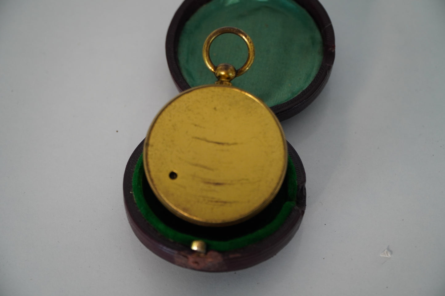 Antique J. Pillischer Pocket Barometer in Leather Case – London, Early 20th Century