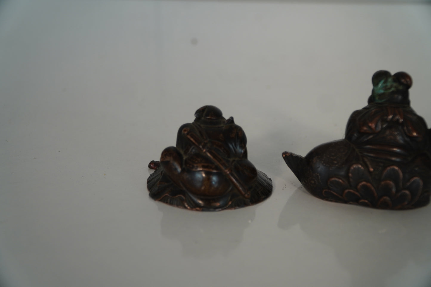 Pair of Vintage Japanese Bronze Figurines with Mythical Themes