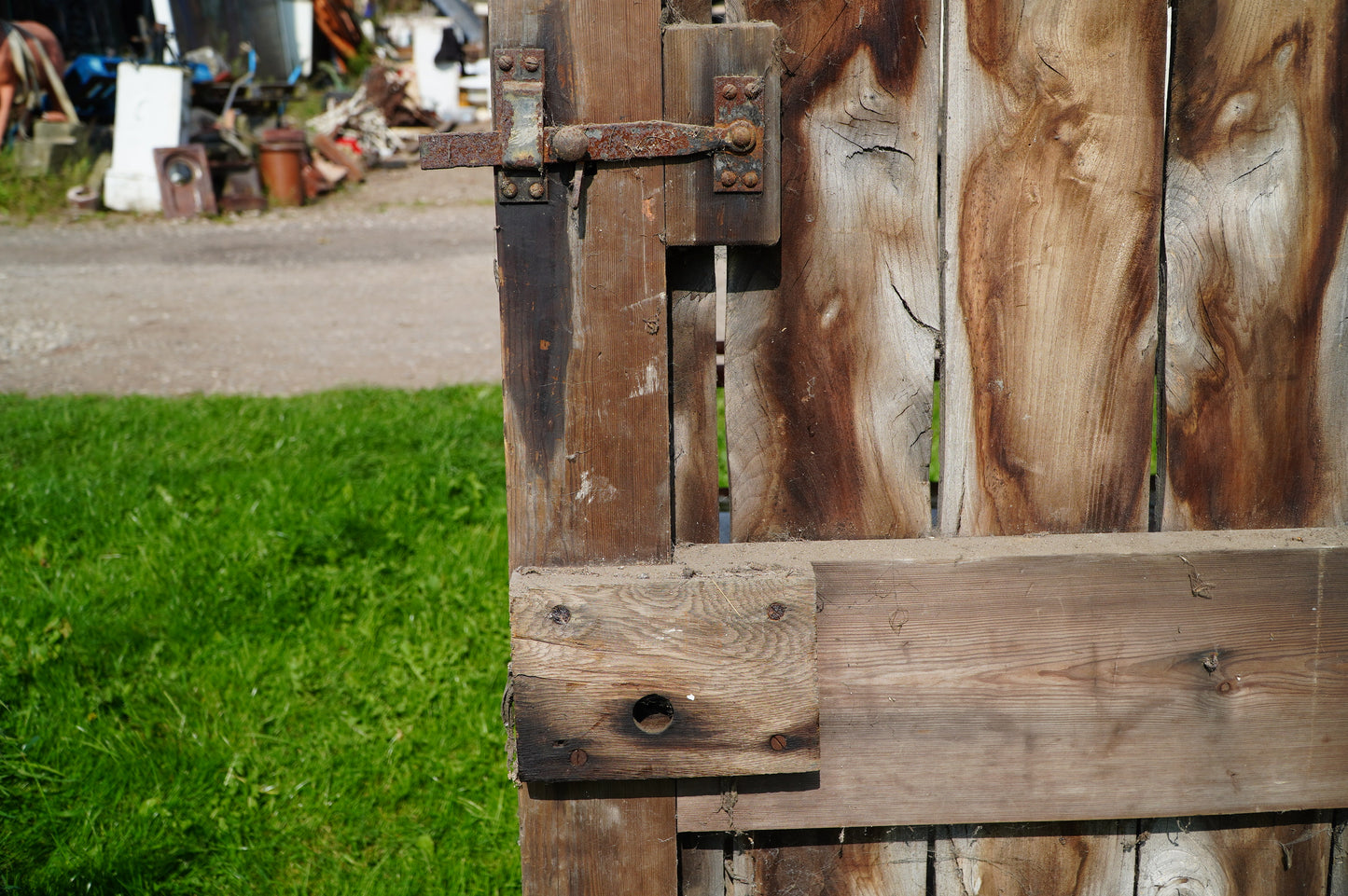 Rustic Reclaimed Wood Door with Vintage Metal Hardware