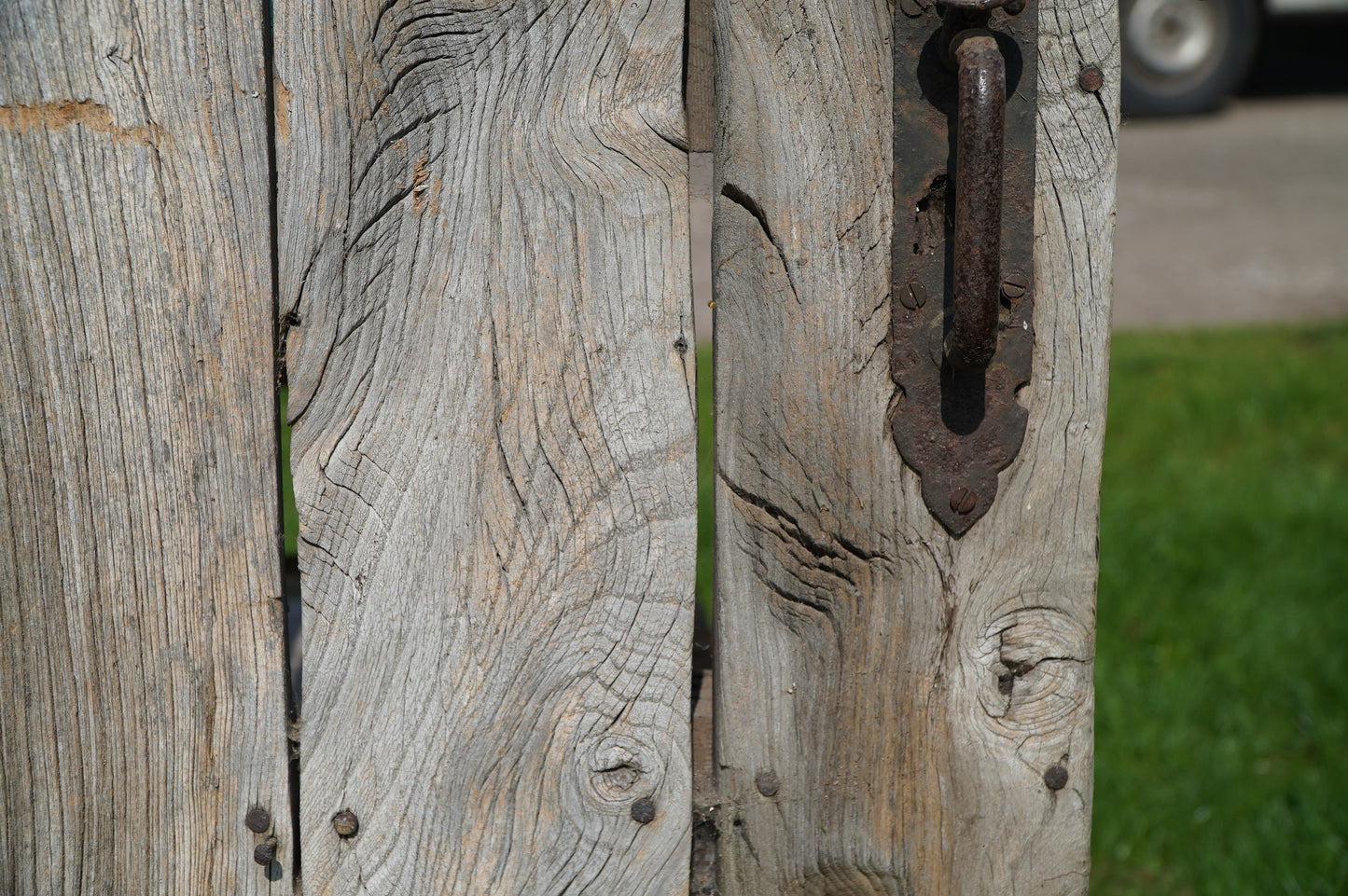 Rustic Reclaimed Wood Door with Vintage Metal Hardware