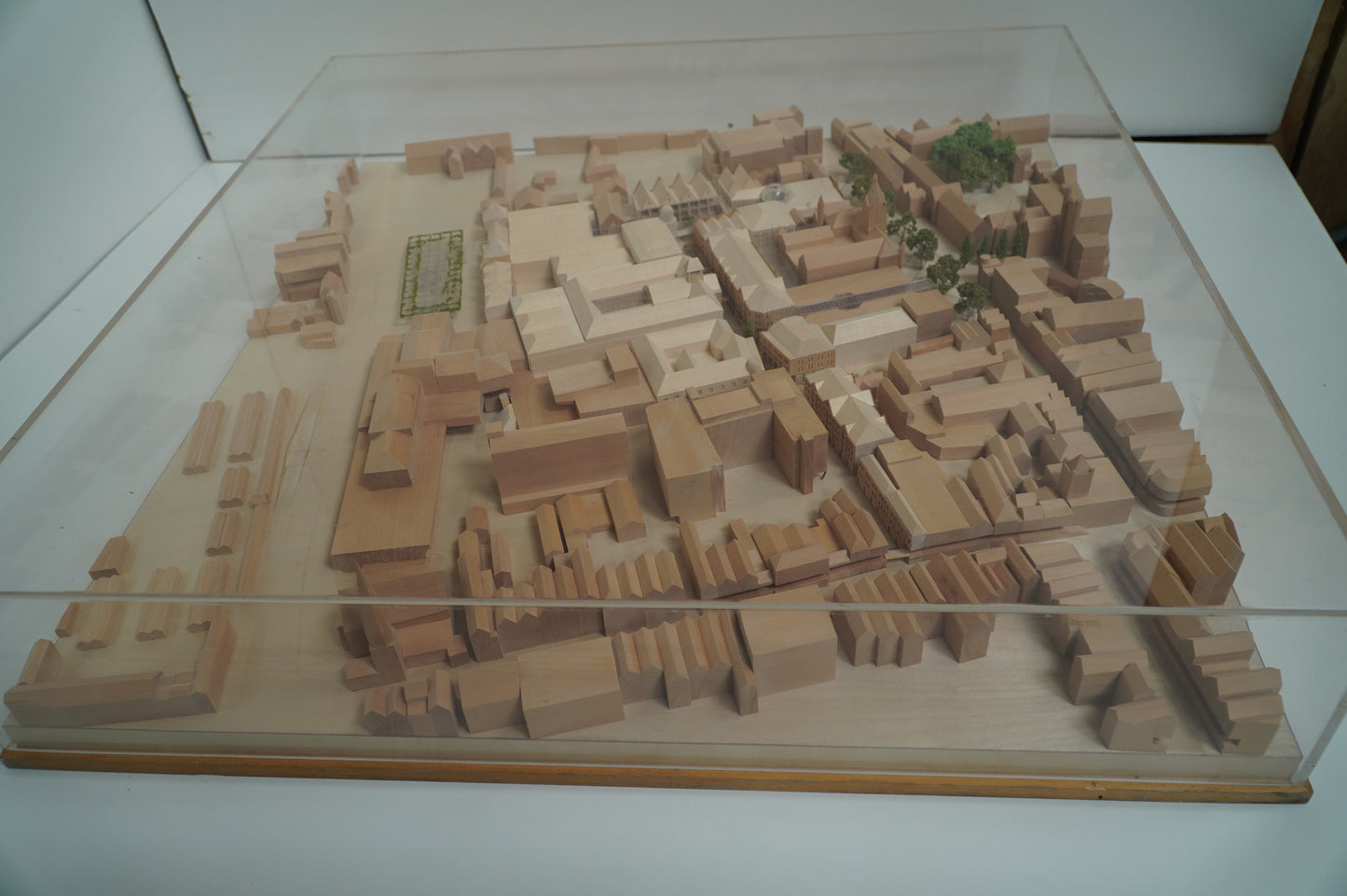 Wooden Architectural Scale Model of Historical Town Layout