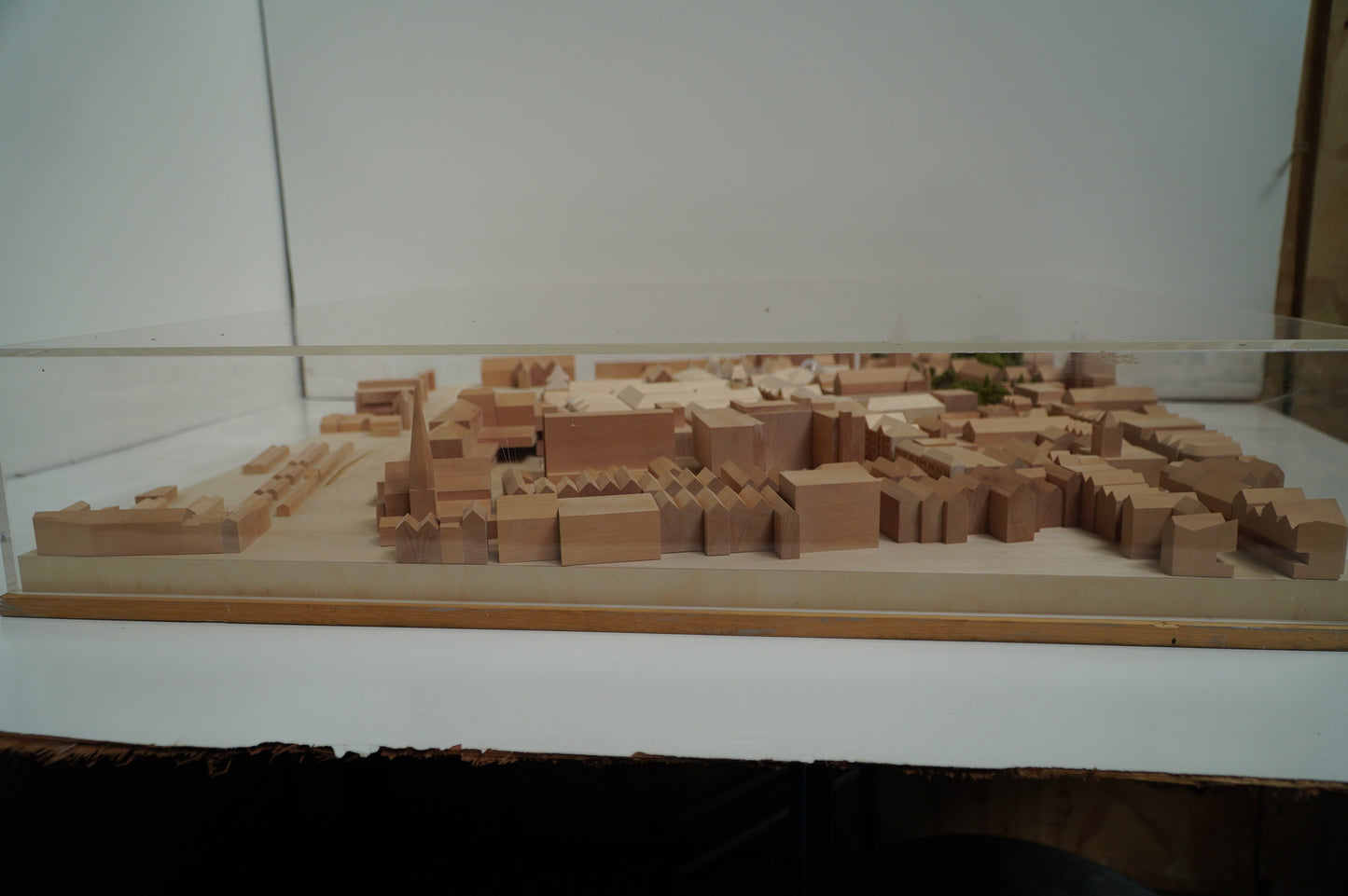 Wooden Architectural Scale Model of Historical Town Layout