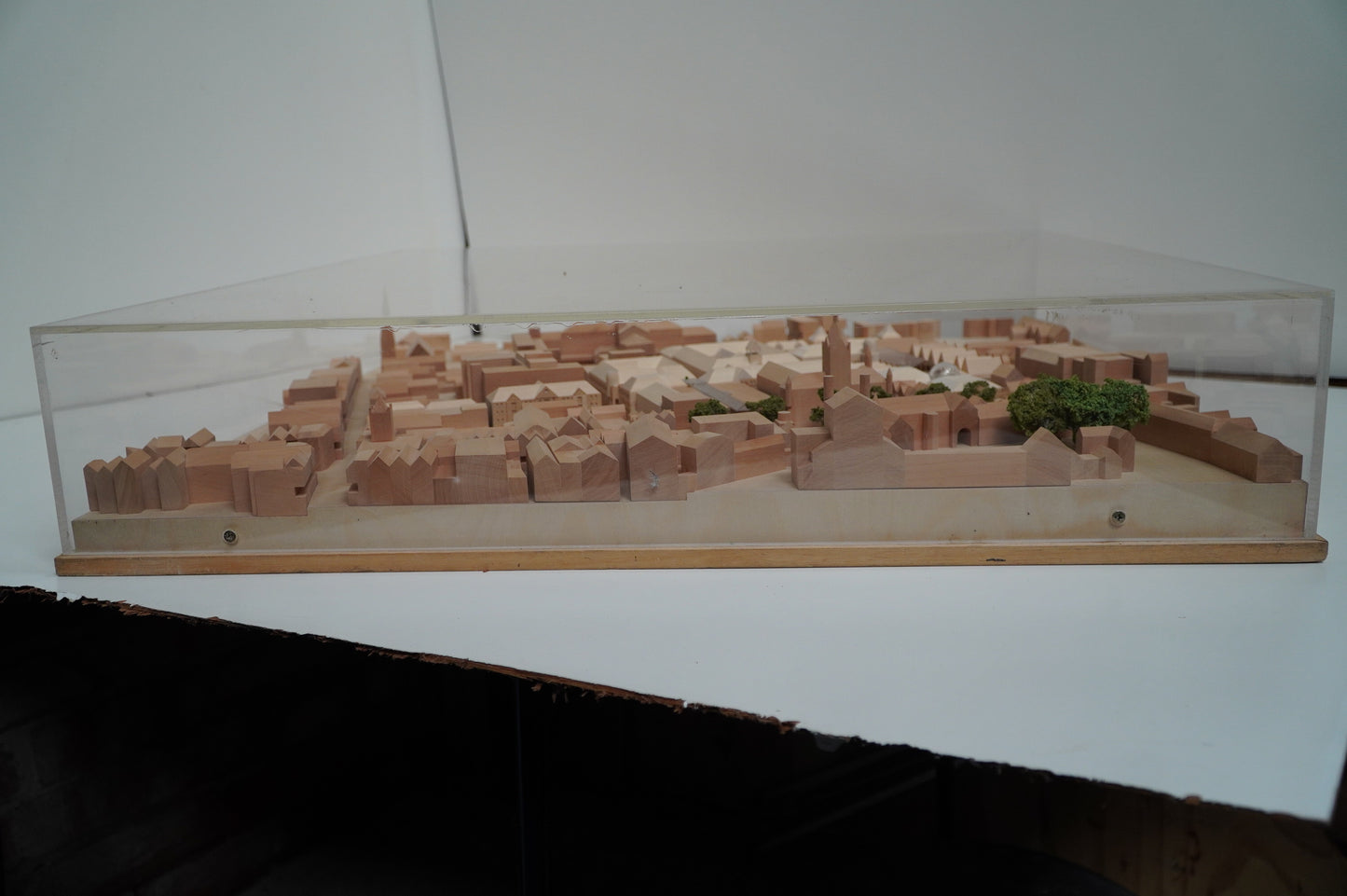 Wooden Architectural Scale Model of Historical Town Layout