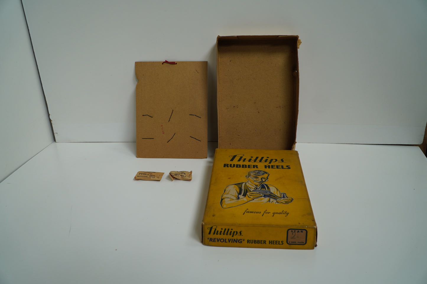 Vintage Phillips Rubber Heels Display Pack and Revolving Heels Box – Mid-20th Century