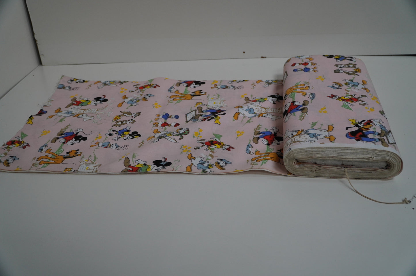 Vintage Disney Character Fabric Roll - Featuring Mickey Mouse, Donald Duck, and Friends