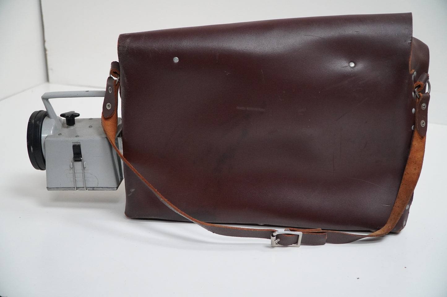 Vintage British Rail Leather Case with Attached Signal Lamp - Mid-Century Railway Equipment