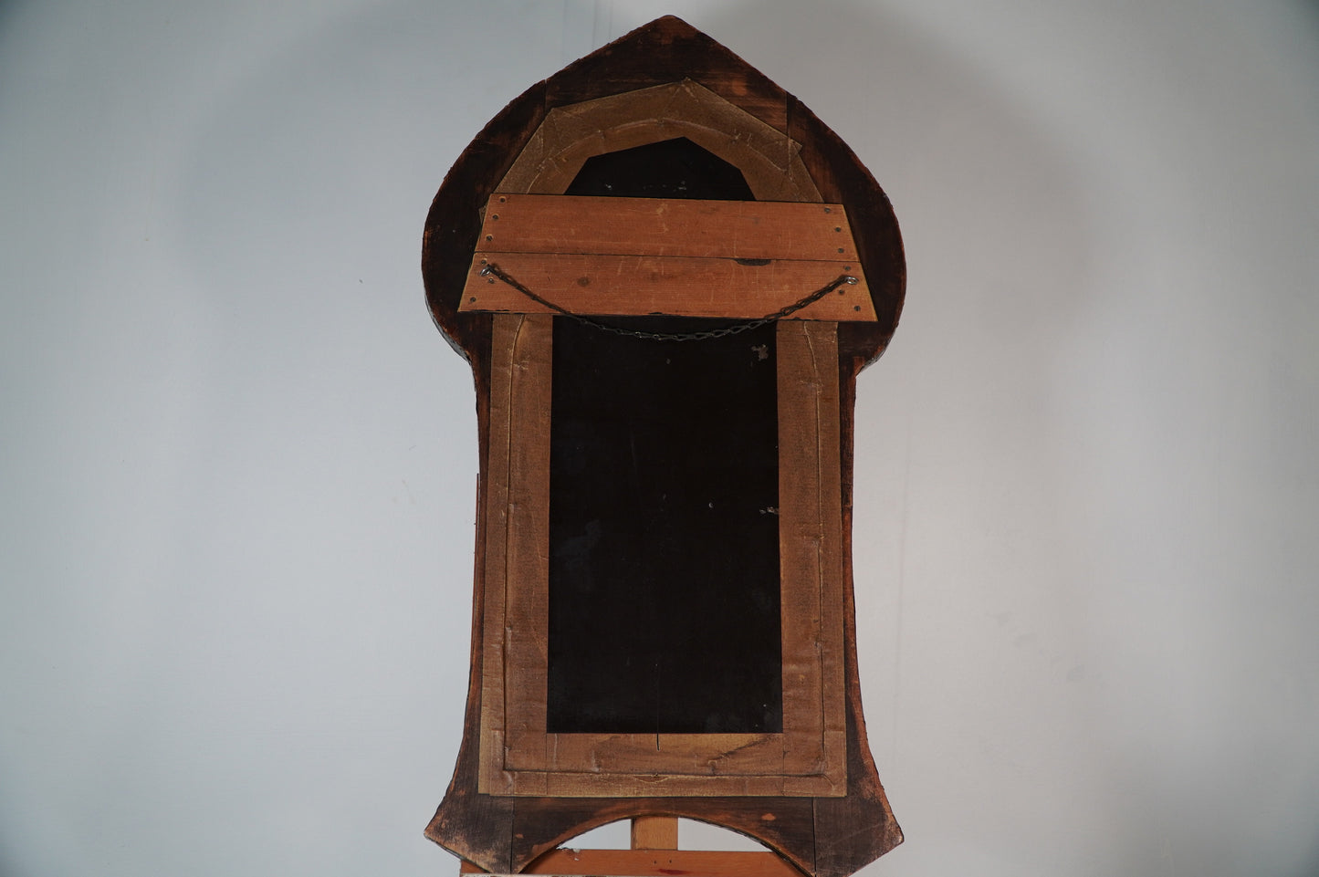 glasgow school Nouveau Mirror with Embossed Metal Frame and Peacock Feather Design