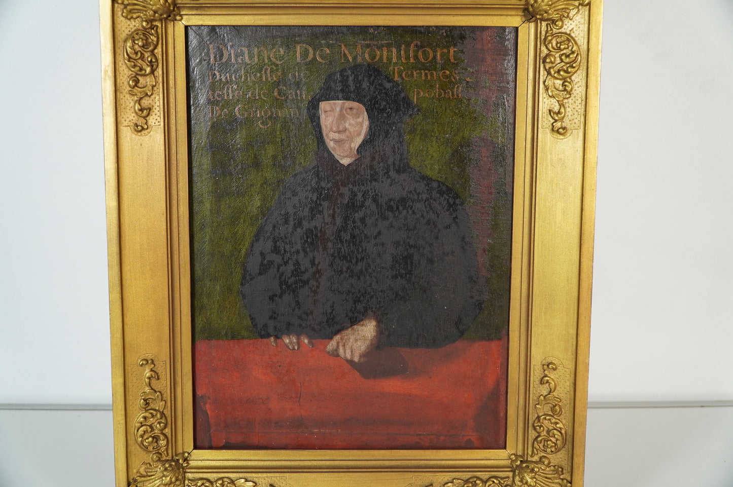 Antique Portrait of Diane de Montfort - Framed Oil Painting