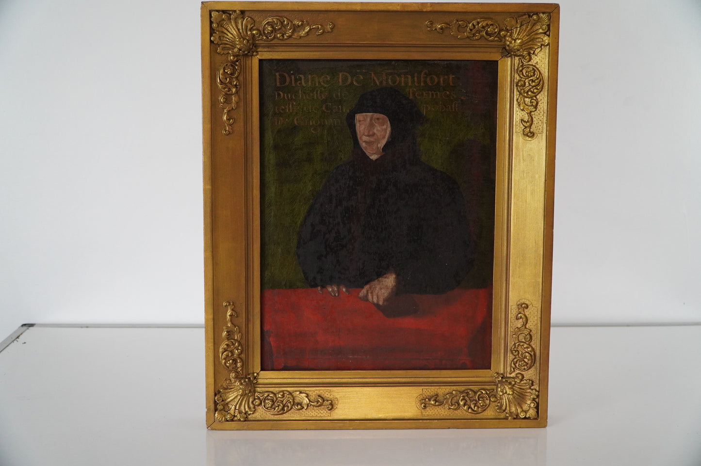 Antique Portrait of Diane de Montfort - Framed Oil Painting