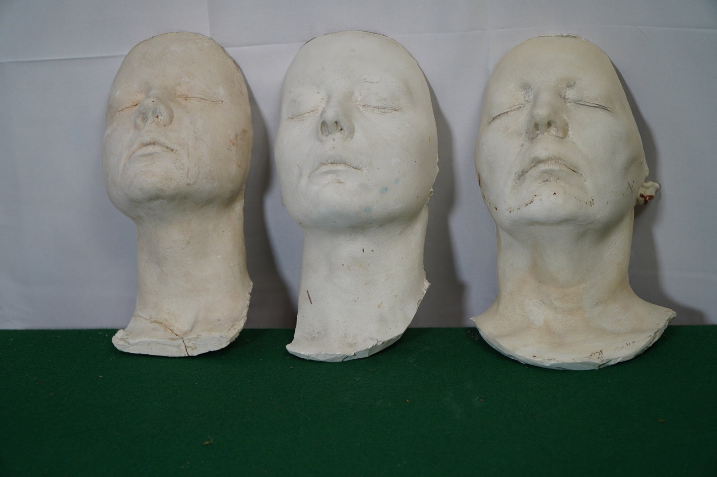 Vintage Plaster Life Masks of "Elise," "Sally," and "12 November" – Trio of Unique Artifacts