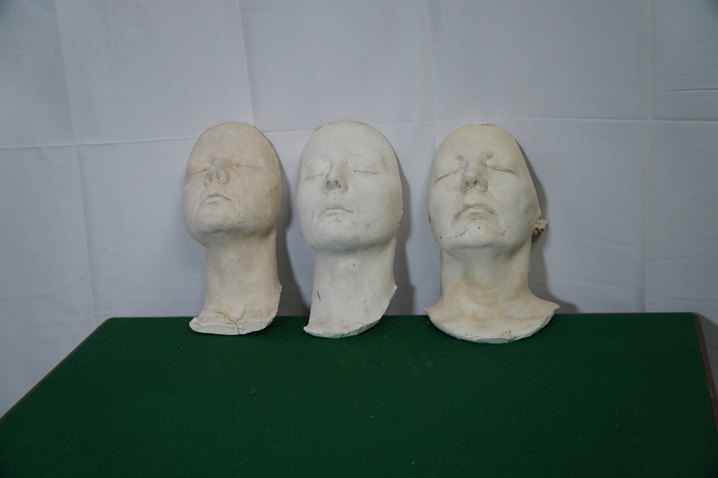 Vintage Plaster Life Masks of "Elise," "Sally," and "12 November" – Trio of Unique Artifacts