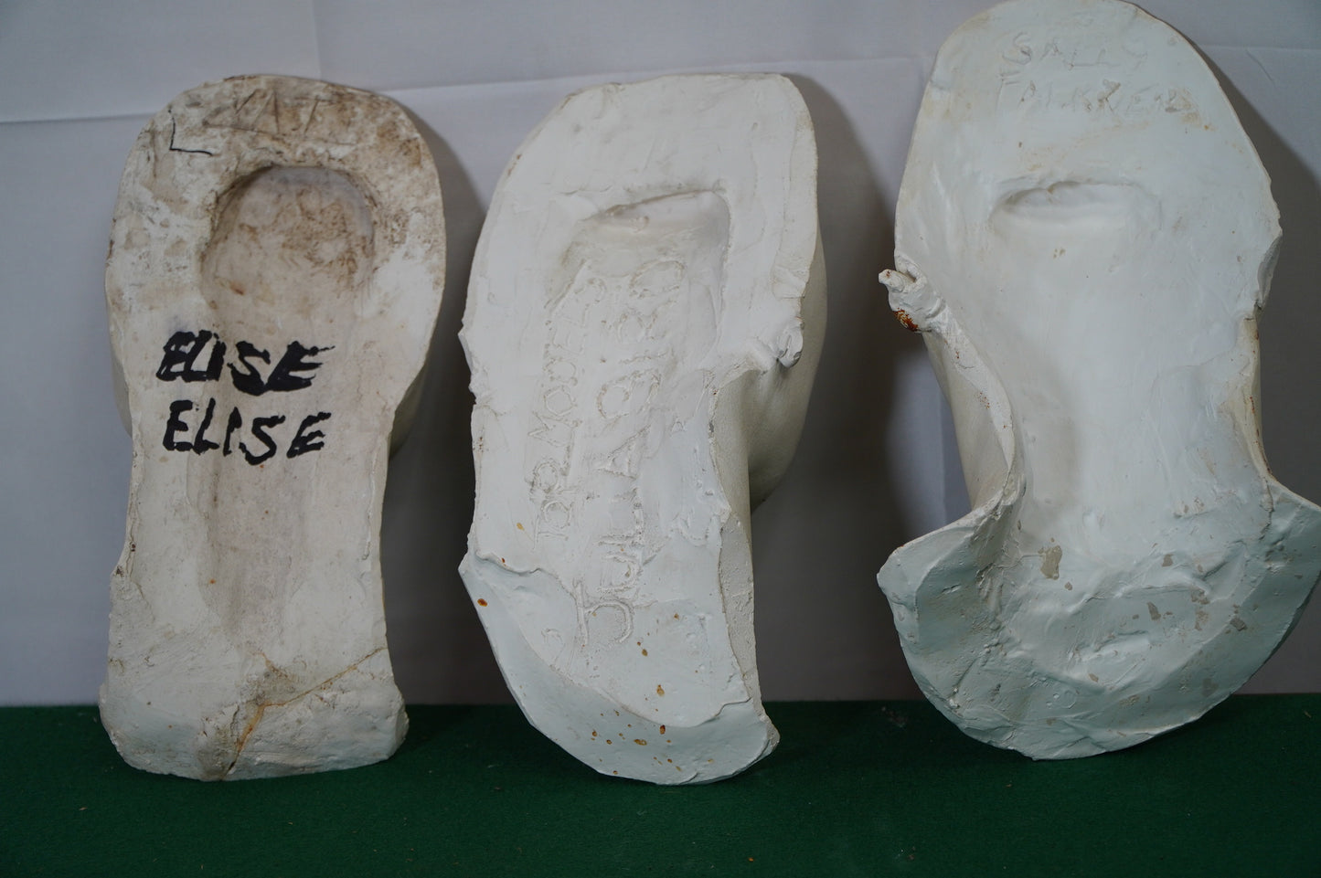 Vintage Plaster Life Masks of "Elise," "Sally," and "12 November" – Trio of Unique Artifacts