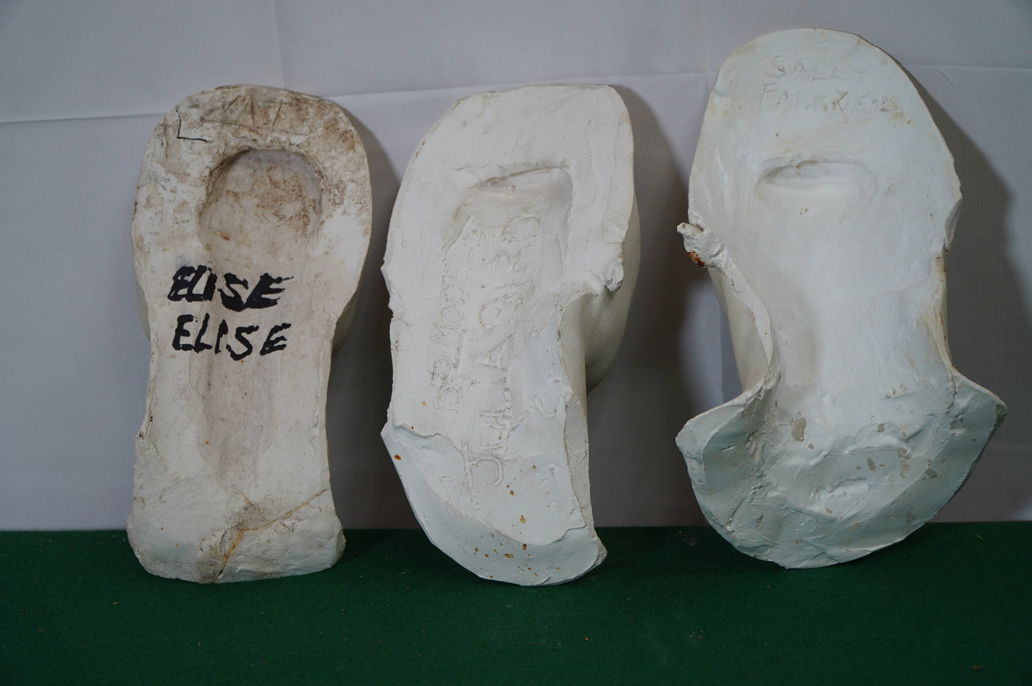 Vintage Plaster Life Masks of "Elise," "Sally," and "12 November" – Trio of Unique Artifacts