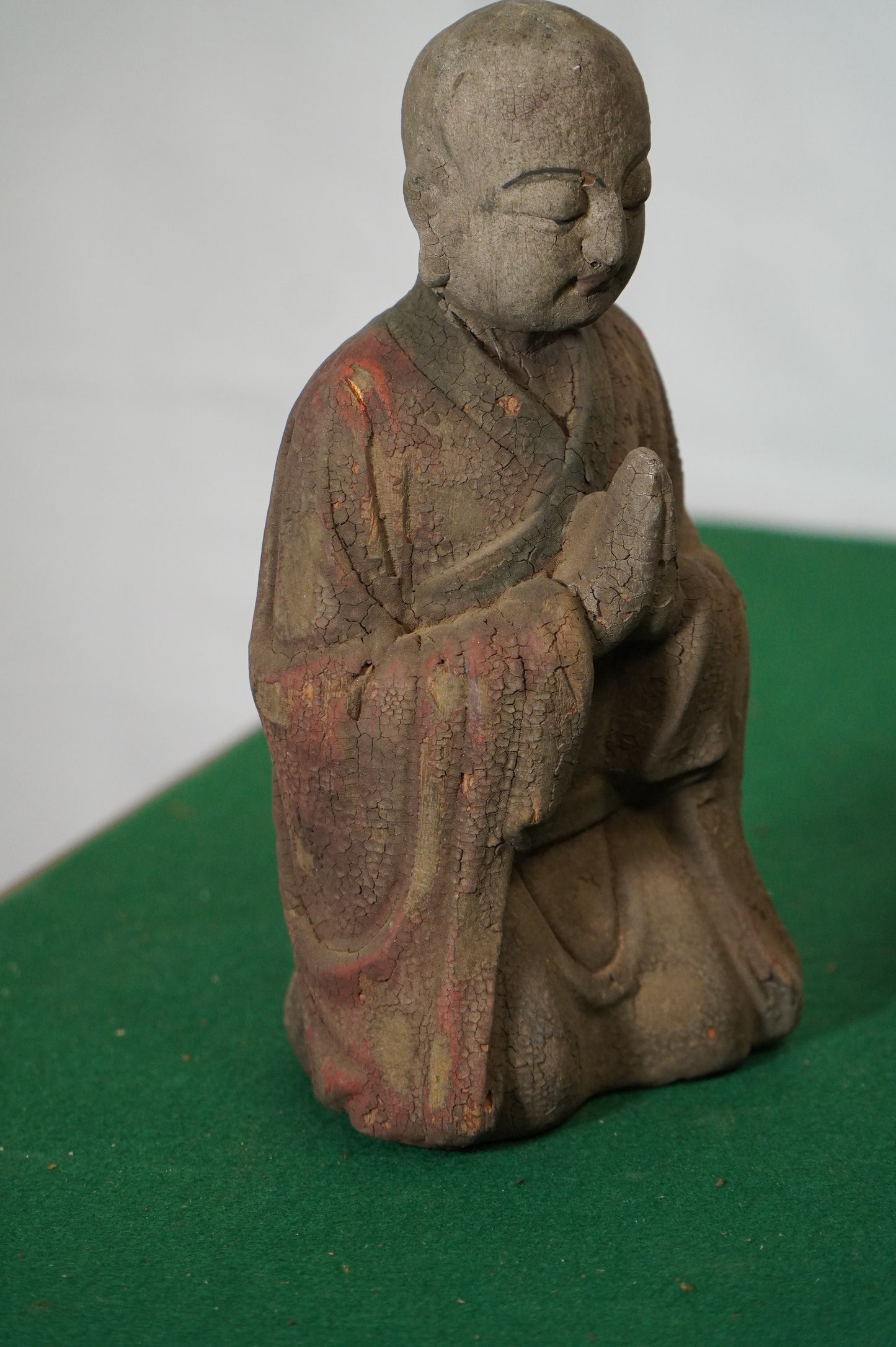 Antique Buddhist Wooden Statues Collection – Set of 4 Hand-Carved Monks